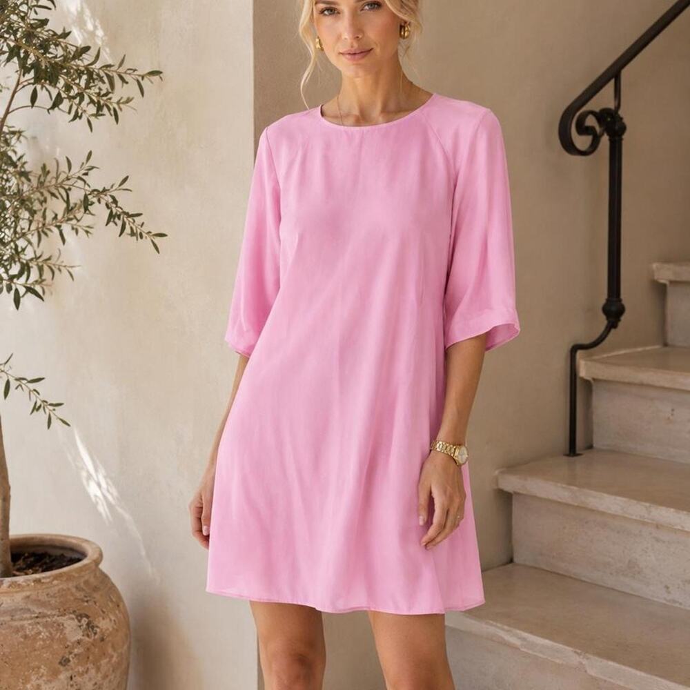 TIBI Soft Pink 100% Silk Mini Dress Size 12